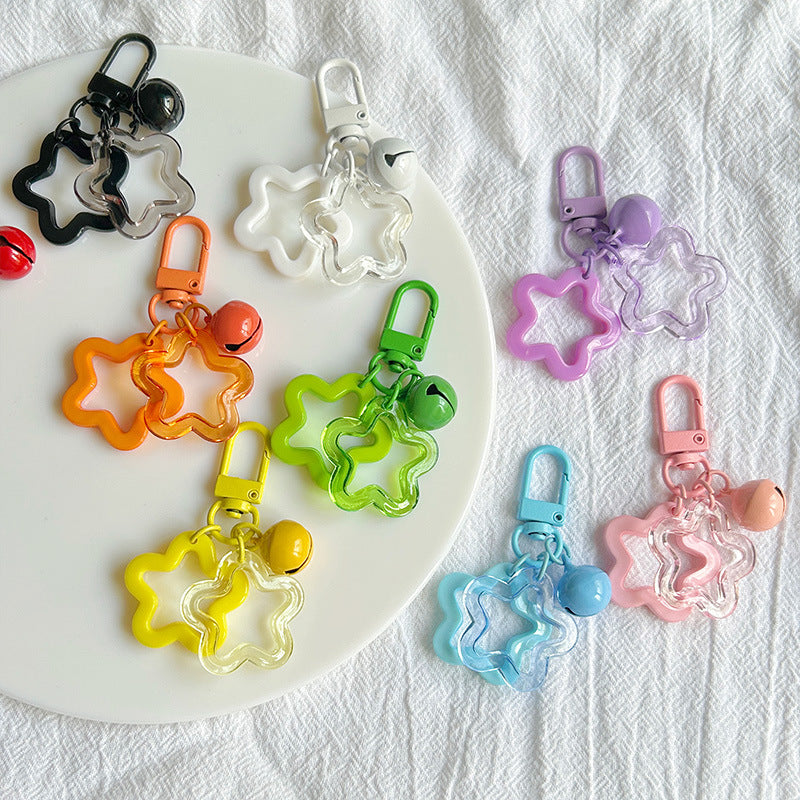 Wholesale Acrylic hollow five-pointed star keychain accessories